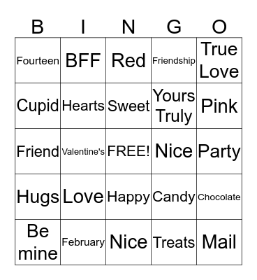 Valentine's Day Bingo Card