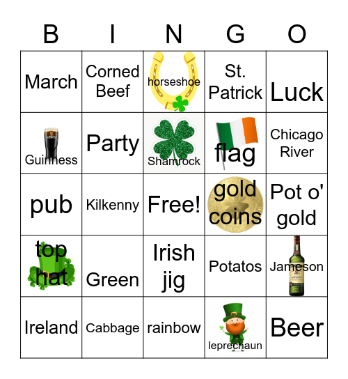 St. Patty's Happy Hour Bingo Card