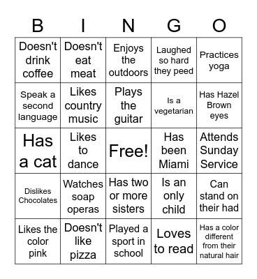 FIND SOMEONE WHO... Bingo Card