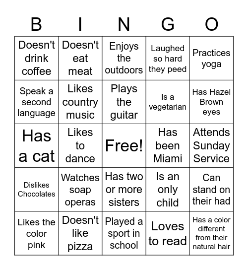 FIND SOMEONE WHO... Bingo Card