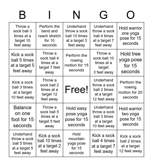 Skills Bingo Card