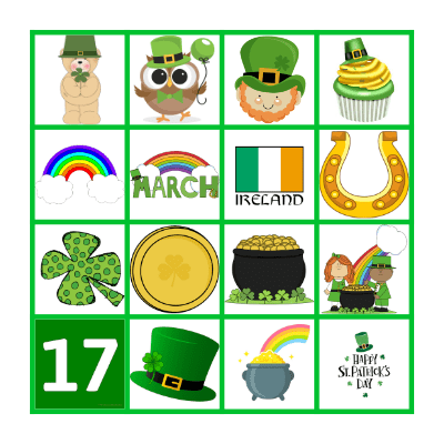 St. Patrick's Day Bingo Card