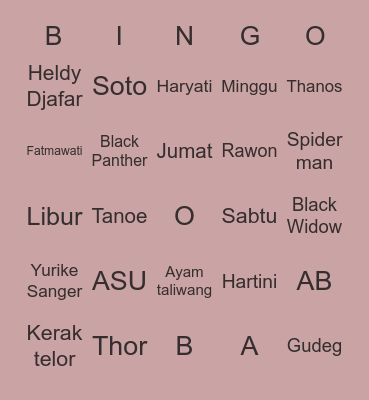LaLaChuu Bingo Card