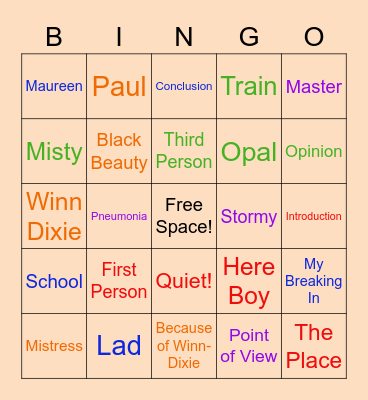 Unit 4 Bingo! Bingo Card