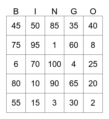 We are 100 days smarter! Bingo Card