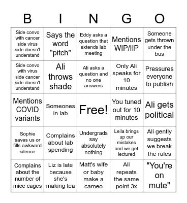 Lab Meeting BINGO Card