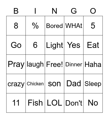 Family time Bingo Card