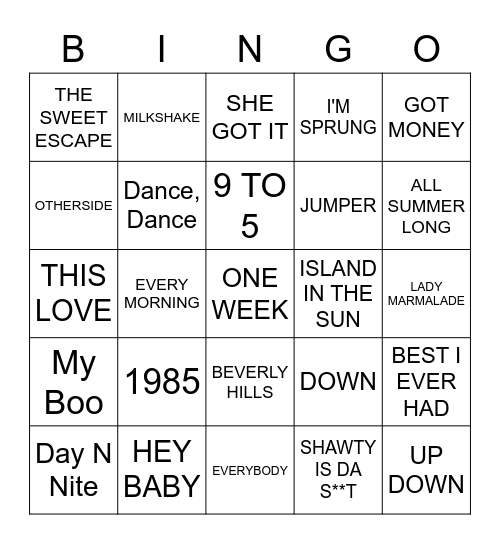 HIT REWIND! Bingo Card