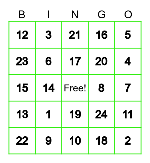 Bingo Dingo Bingo Card