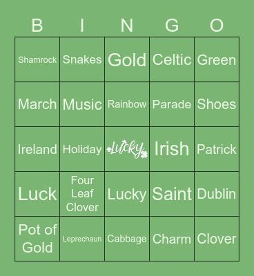 St Patty's Day Bingo Card