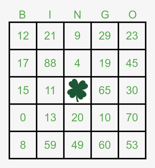 ST. PATRICKS DAY BINGO Card