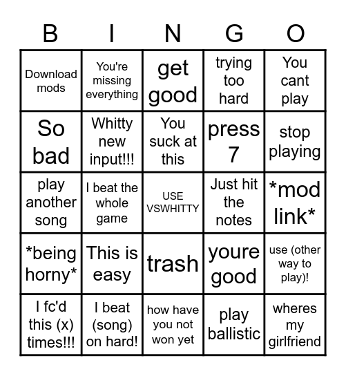 YoItsGold FNF Chat Bingo Card