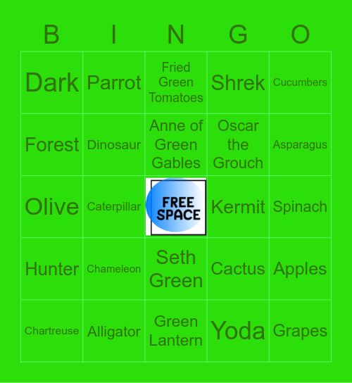 GREEN Bingo Card