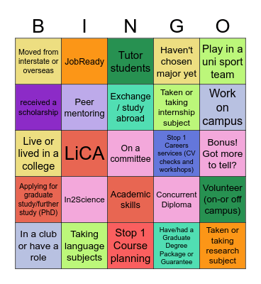 Ambassador Bingo Card