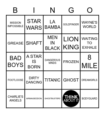 ALL ABOUT MOVIE SOUNDTRACKS Bingo Card
