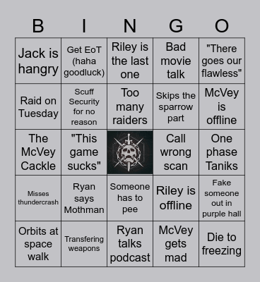 Maagic Mike and the Boys Raid Night Bingo Card
