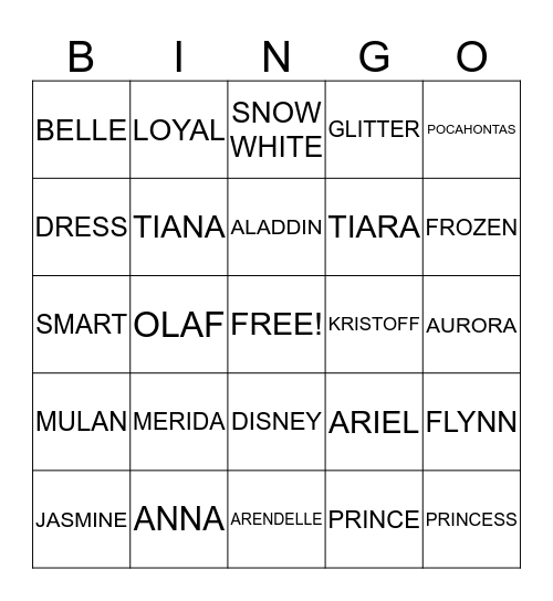 DISNEY Bingo Card