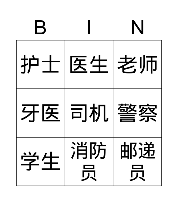 BL--工作-jobs Bingo Card