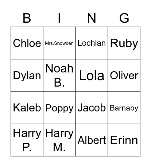 4L Bingo Card