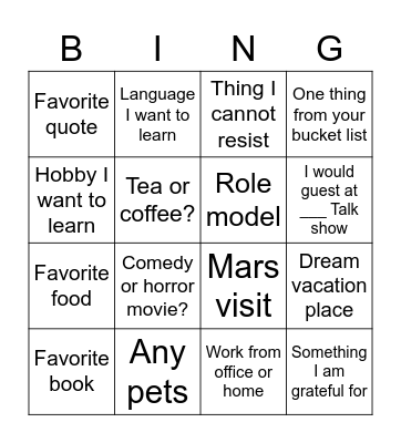 Test Bingo Card