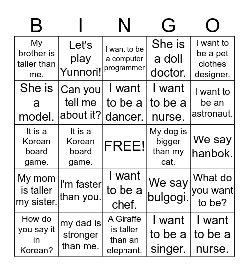 Review Bingo Lesson 11, 12, 13 Bingo Card