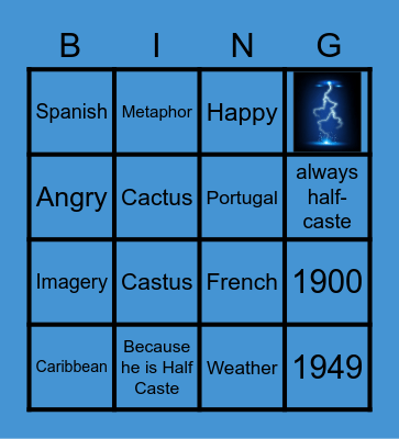 John Agard Bingo Card