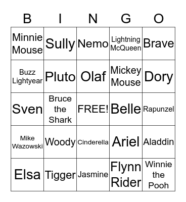 Disney Bingo Card