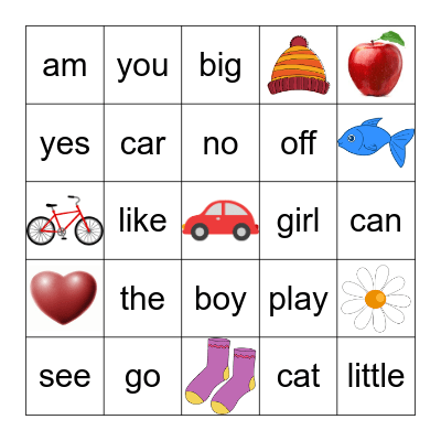 Beginning Sight Words Bingo Card