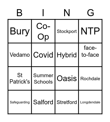 School Ops Bingo Card