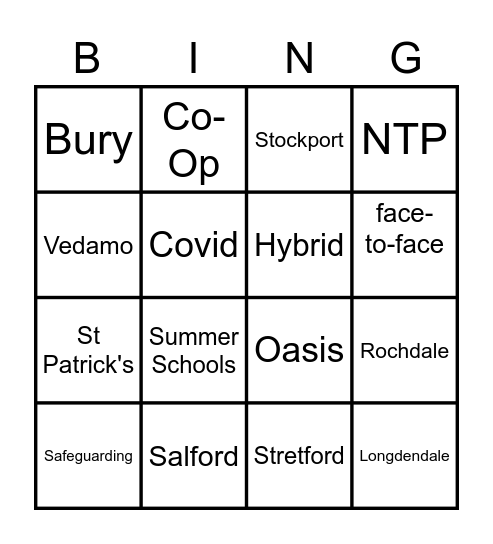 School Ops Bingo Card