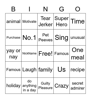 Bridal Shower Nasa Bingo Card