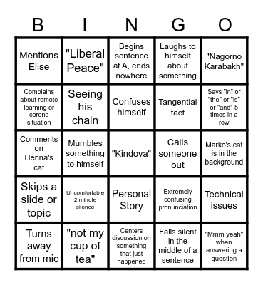 Marko Bingo Card