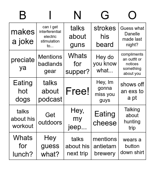 Brian-O Bingo Card