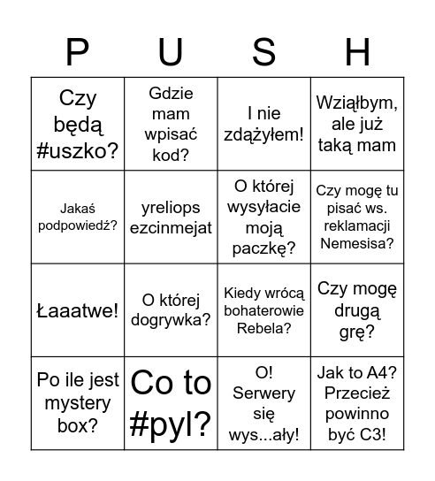 Bingo PYL Bingo Card