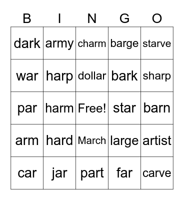 /ar/ BINGO Card