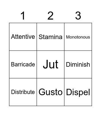 Word of the Day Bingo Card