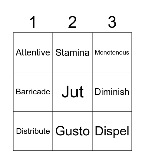 Word of the Day Bingo Card