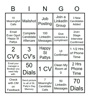 St. Patty's Day Bingo!!!! Bingo Card