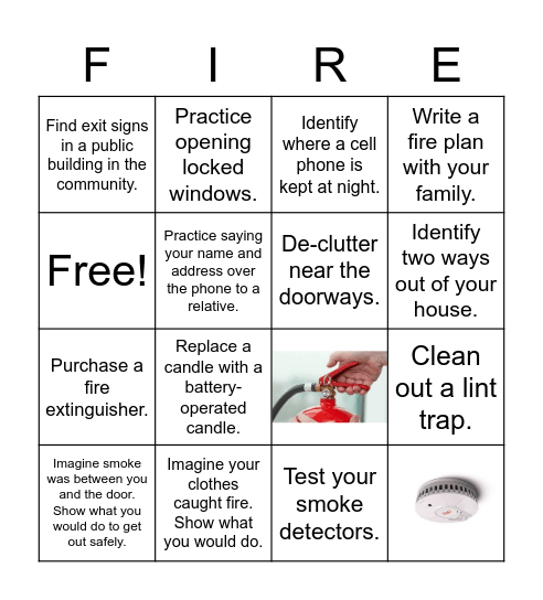 Fire Safety Bingo Card