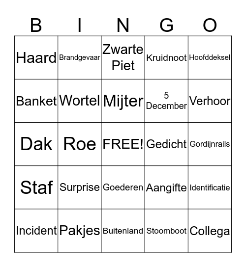 Sinterklaas Bingo Card