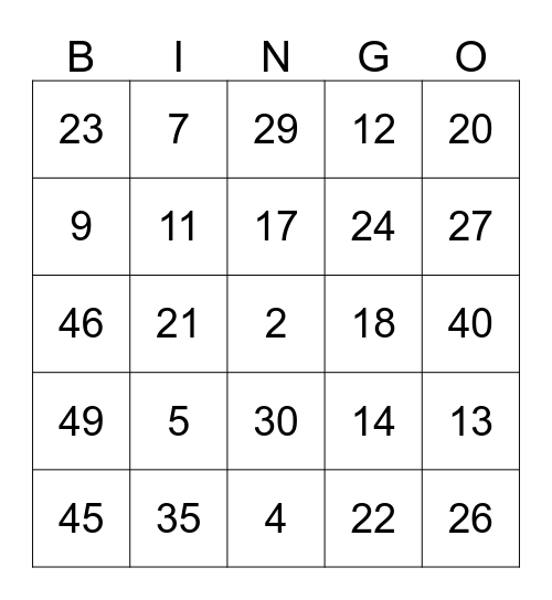 Peachtree Family Bingo Card