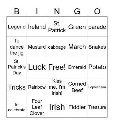 San Patricio Bingo Card