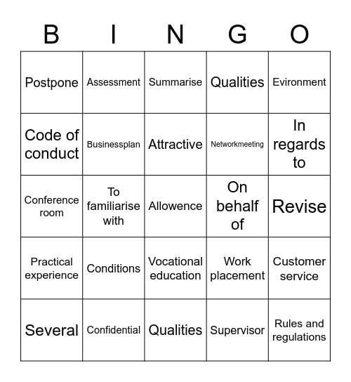 Woordjes COM1b Bingo Card