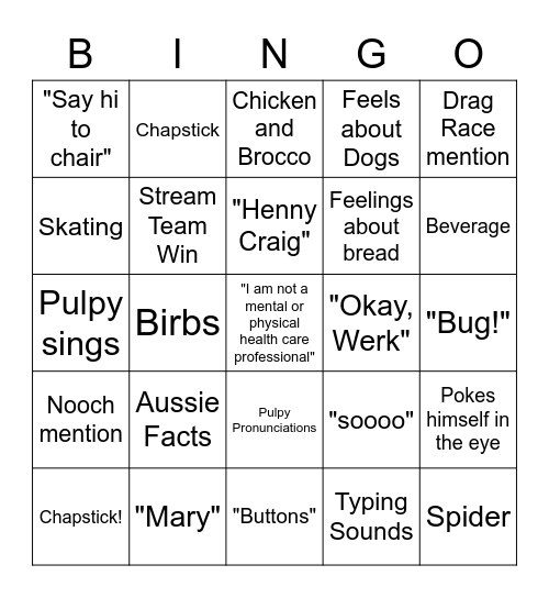 Pulpy Discord Bingo Card