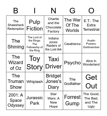 Movie Quiz Bingo Card