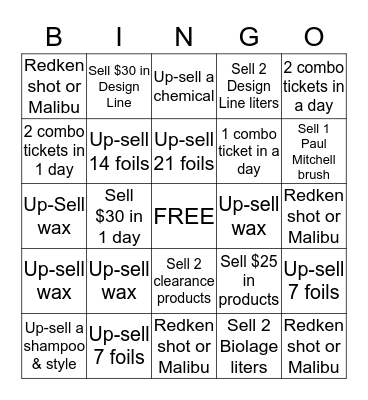 First Choice Bingo Card