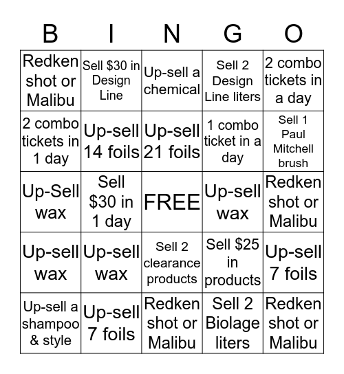 First Choice Bingo Card