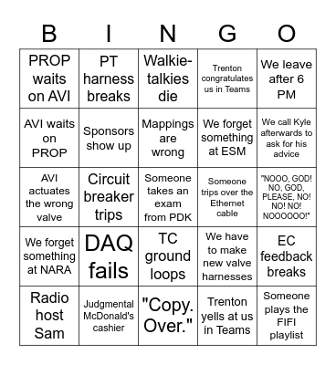 Hotfire Bingo Card
