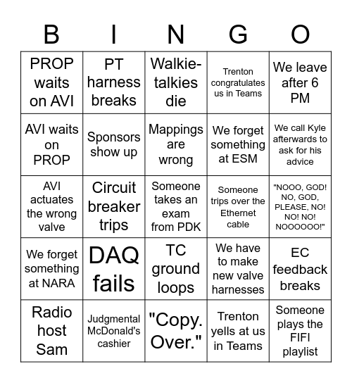 Hotfire Bingo Card