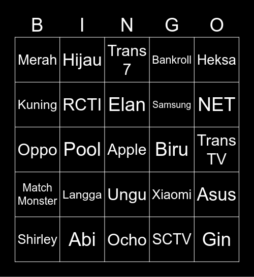 Bingonya Abi Bingo Card